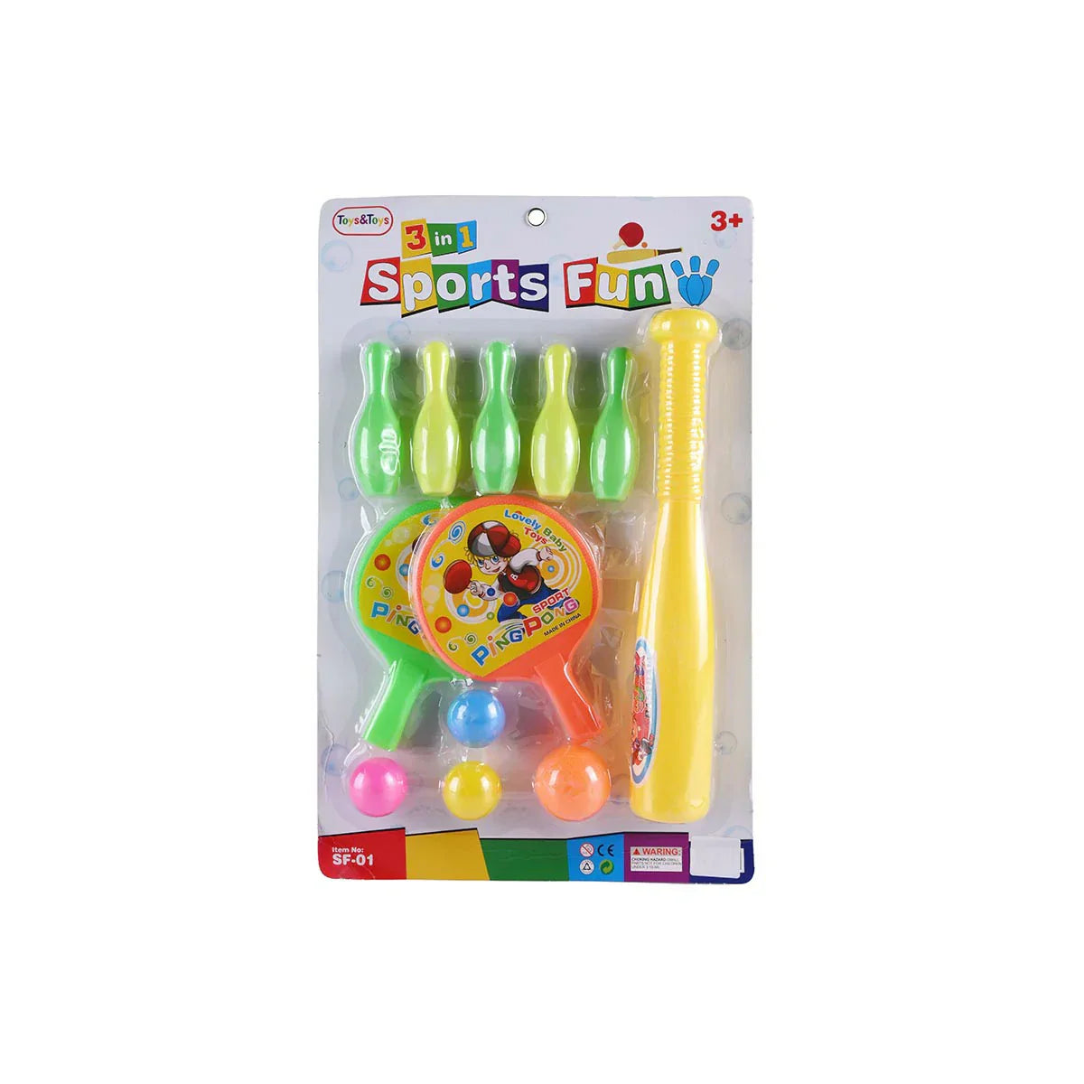 Picture of Toys & Toys 3-in-1 Sports Fun Play Set: Bowling, Ping Pong & Baseball for Kids - by Raja Sahib Kids