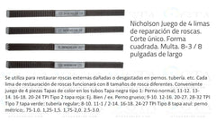 LIMA # 7 PARA REPARAR CUERDAS NPT Y NPS PARA HILOS 8 , 10 , 11-1/2 , 14 , 16 , 18 , 24 , 27