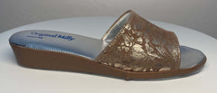 0204 Camoscio Taupe a fiori Suola Bufalo Ciabatte da camera Donna Original Milly Made in Italy - Foto N 1