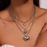 3pc Tiered Heart Statement Necklace