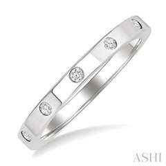 1/10 Ctw Flush Bezel Set Diamond Fashion Band in 10K White Gold