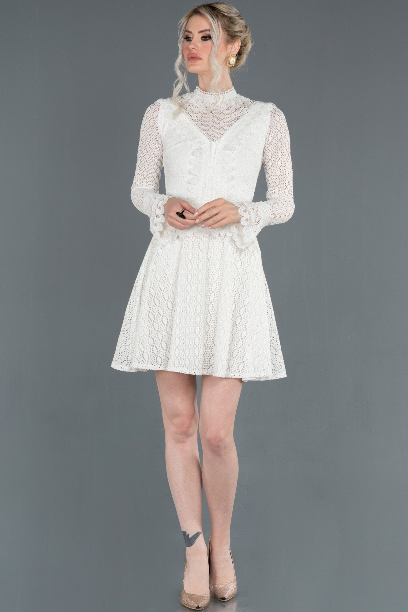 Fawn Long Sleeve Lace Evening Dress ABK767