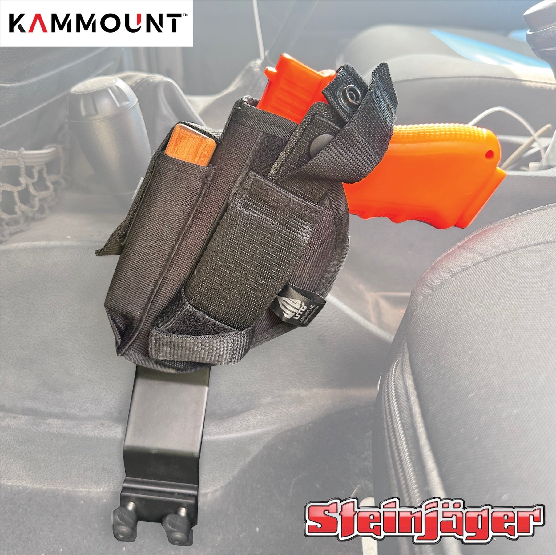 KAMMOUNT™ CENTER CONSOLE FIREARM MOUNT KIT. PATENT PENDING. MADE IN THE USA. FITS 2005 TO PRESENT JEEP GRAND CHEROKEE 4X4.