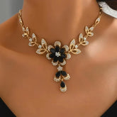 Black Flower Tassel Jewelry Set