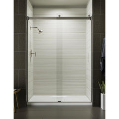 Levity 59 in. x 82 in. Frameless Sliding Shower Door in Nickel with Handle - Super Arbor