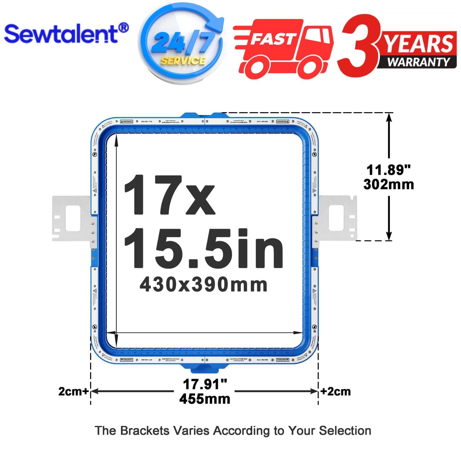 Large Magnetic Embroidery Hoop 17"x15.5" | 430x390mm for OPEK Embroidery Machines