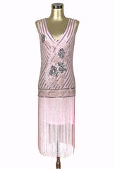 1920s Style Flapper Fringe Party Dress - The "Original" Artist - Vintage Pink The Deco Haus