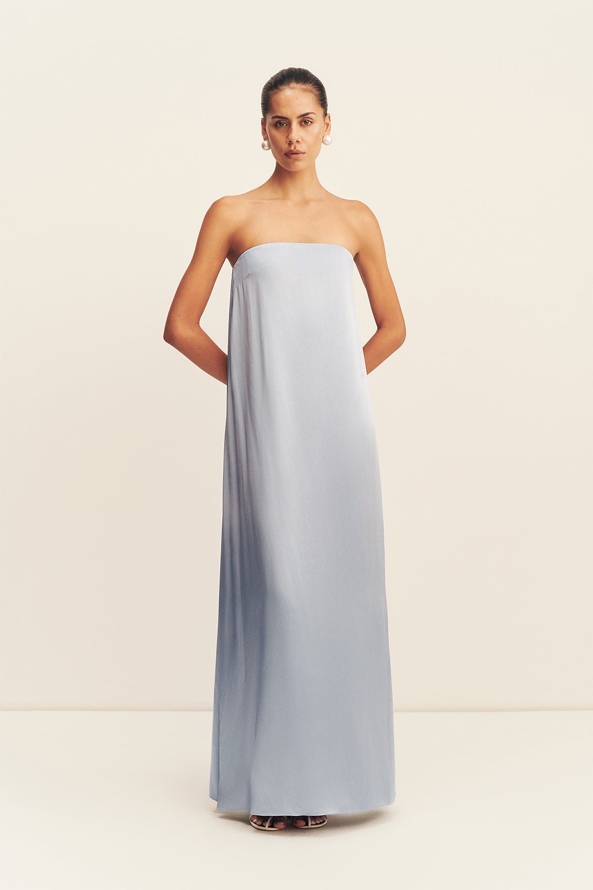LA LUNE STRAPLESS COLUMN MAXI DRESS - POWDER BLUE_F