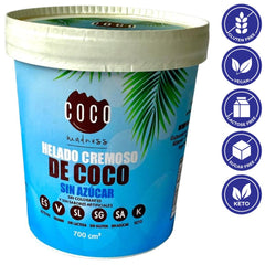 Coco Madness Helado Cremoso de Coco Sin Azúcar Envase 700ml