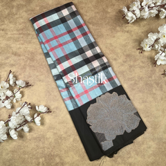 Burberry checks Kancheevaram silk saree