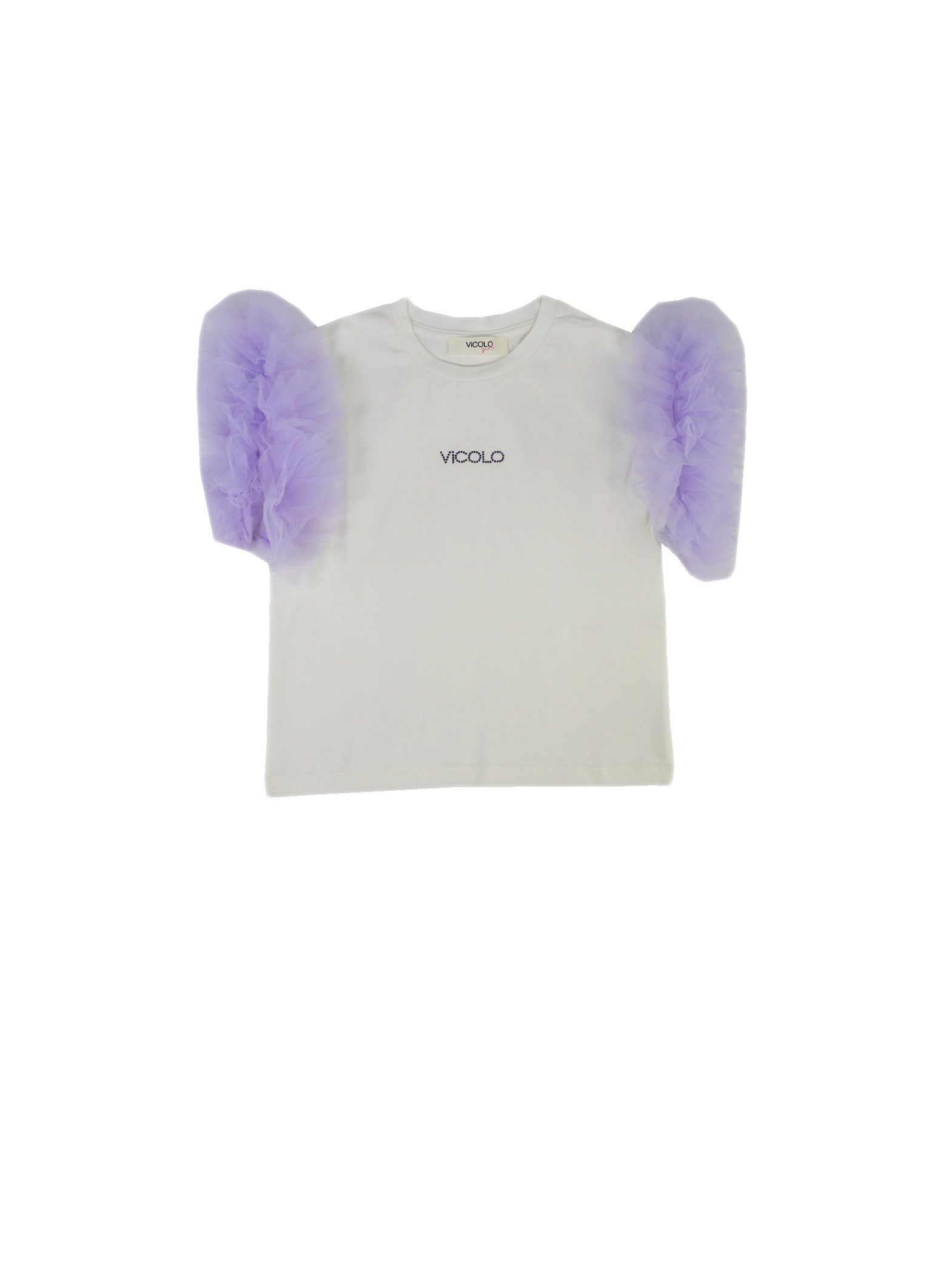 T SHIRT PANNA CON MANICHE IN TULLE