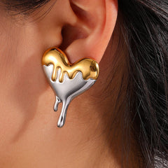 Melted Heart Stud Earrings