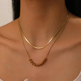 2pc Beaded Herringbone Necklace Set
