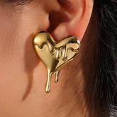 Melted Heart Stud Earrings