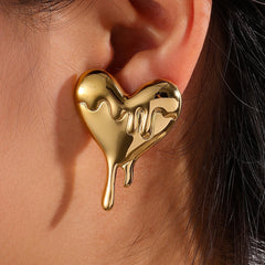 Melted Heart Stud Earrings