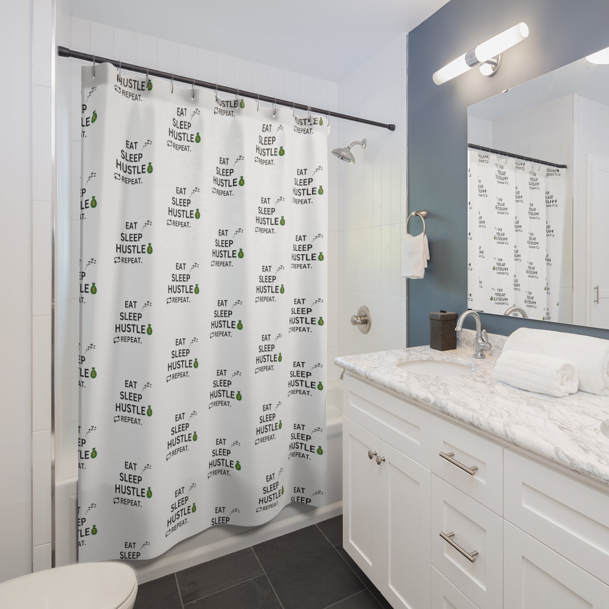 Eat Sleep Hustle Repeat Shower Curtain