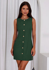 PRETTYGARDEN Work Dresses for Women Spring Business Formal Short Dress Sleeveless Button Down Elegant Office Outfits PRETTYGARDEN