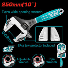 Llave Ajustable 10 Encauchetada 2 En 1 Industrial Super Total Tht10210G
