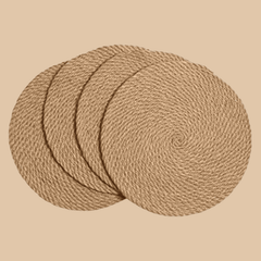 Round Woven Placemats Set of 6 Rattan 10” - COLO