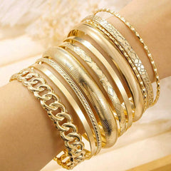 10pc Gold Bangle Bracelet Set