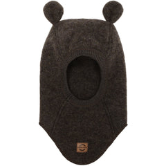 Mikk-Line Dark Brown Melange Ull Balaclava med Ører