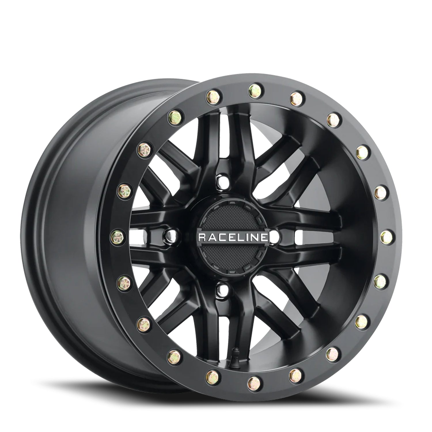 Raceline Aluminum Wheels 14x7 Ryno Beadlock UTV A91B Machined Face Satin Black 10 Offset 4 on 137 Bolt Pattern 113.9 Bore