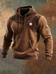 Men's Retro Distressed Color Block Print Casual Long Sleeve Sweatshirt artswardrobe