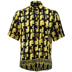 Regular Fit Short Sleeve Shirt - Herd of Elephants - Black