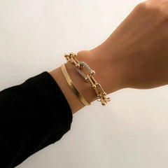 2pc Mixed Chain Bracelet Set
