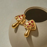 Ruby Mushroom Stud Earrings