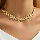 Pearl Leaf Choker Necklace