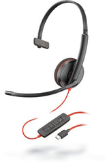 Poly Blackwire C3210 – Mono Headset – USB-C – Boom-Mikrofon, Stummschaltung – Schwarz/Rot – für PC/Mac