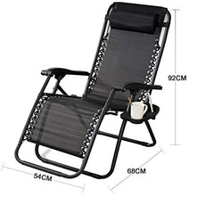 Soul Case Sedia Oversize a gravità Zero, reclinabile Pieghevole per Patio con portabicchieri e poggiatesta, Supporto 350 libbre, per Esterno, Campeggio, Giardino, Patio, Prato, Nero, Medio