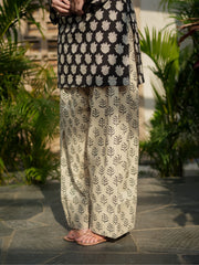 Jasmin Black Cotton Kurta Set with Farshi Salwar and Kota Doriya Dupatta