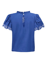 Jdyvera S/s Embroidery Top Wvn Exp - Kobalt
