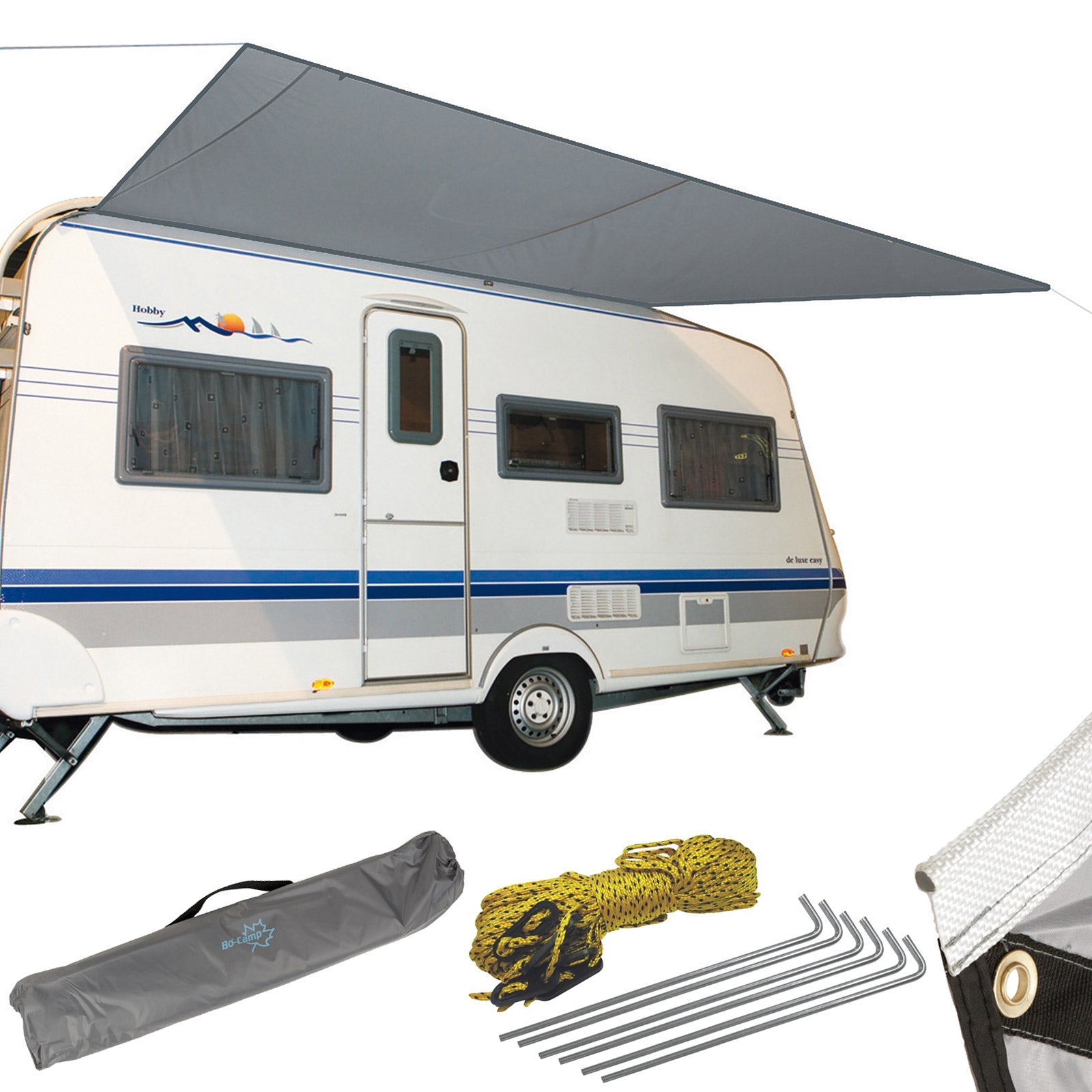 BO-CAMP Sonnensegel XL Wohnwagen Wohnmobil Markise Vordach Keder Bus 4,6 x 2,4 m