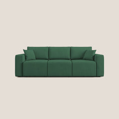 Morfeo divano con 3 sedute estraibili in morbido tessuto impermeabile T02 verde - divani.store