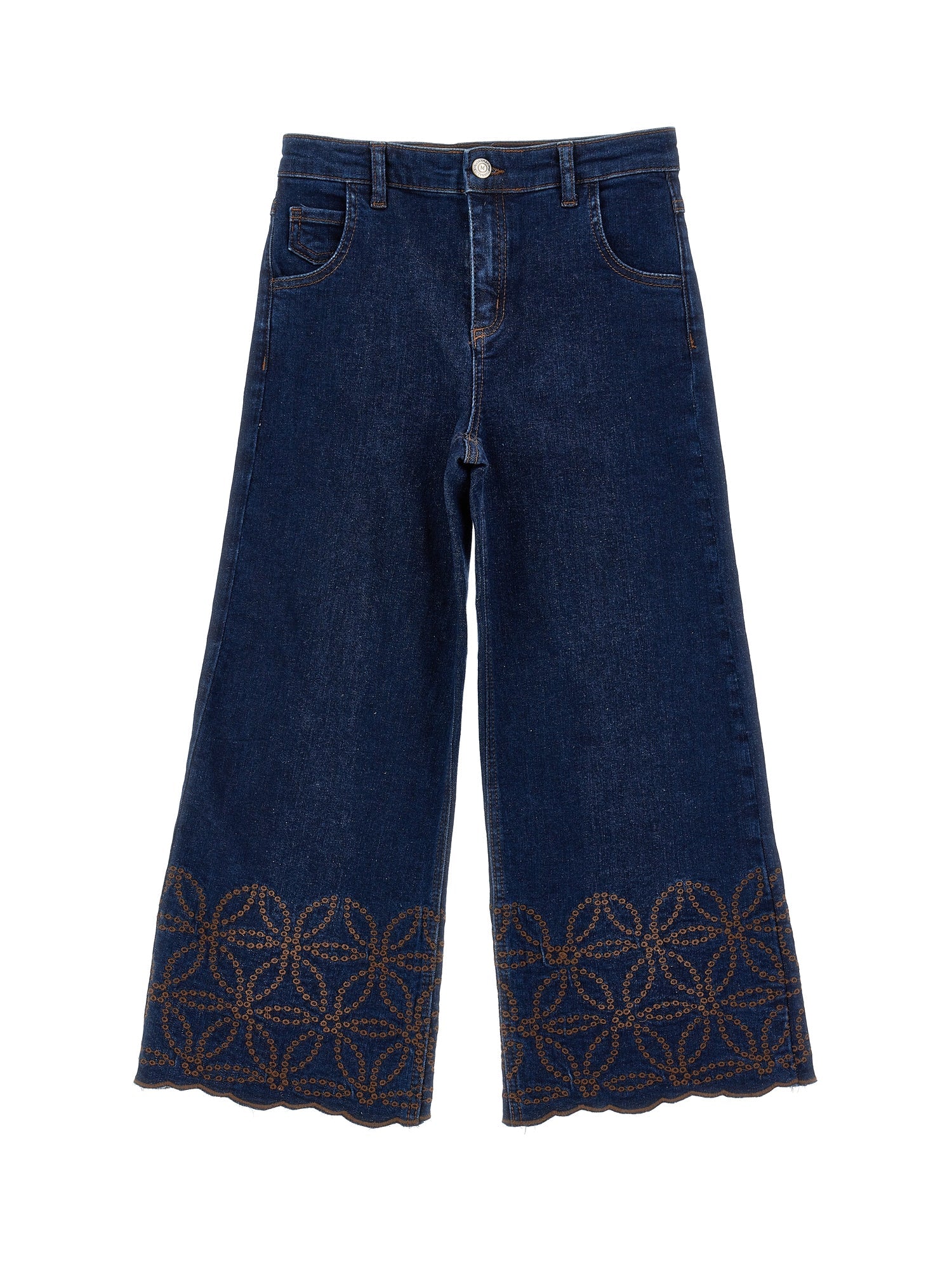 Monnalisa - Wide-Leg Jeans mit Stickerei