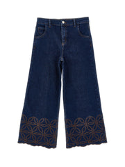 Monnalisa - Wide-Leg Jeans mit Stickerei