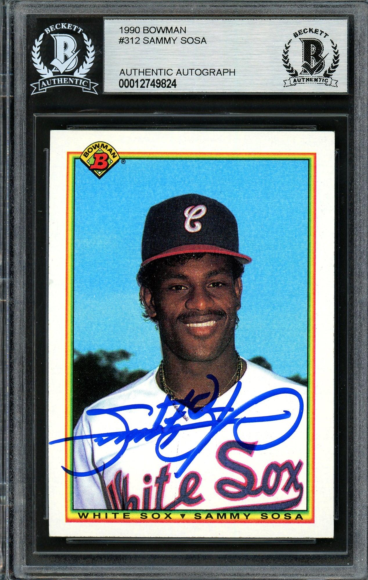 Sammy Sosa Autographed 1990 Bowman Rookie Card #312 Chicago White Sox Beckett BAS Stock #193006 - RSA