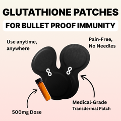 High Dose Glutathione Patches kit packaging on neutral background.