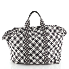 Chanel Weekender Tote Gingham Print Canvas Large