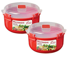 Sistema Microwave Cookware Bowl (2 Pack) Round, 30.4 Ounce/ 3.8 Cup, Red