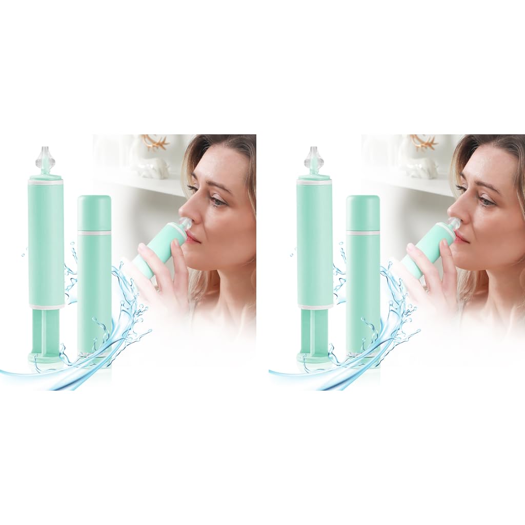 HANNEA Nasal Rinser 60ml for Adult Use with Soft Silicone Nozzle | Includes 2PCS Green Set