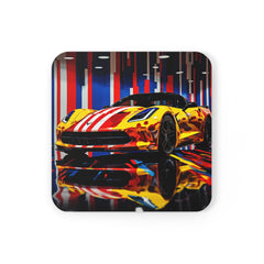 Corkwood Coaster Set Macro Flag Ferrari 4