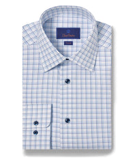 White & Blue Dobby Check Dress Shirt