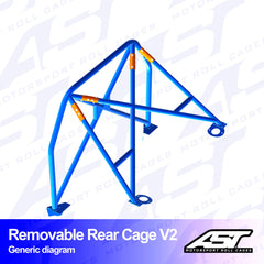 AST Rollcages V2 Removable Bolt-In Rear Roll Cage for Honda Civic EJ2 2-Door Coupe