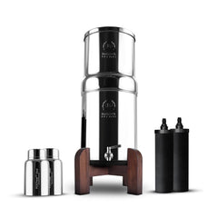 Phoenix Gravity - 6 liter waterfiltersysteem, NSF-gecertificeerd, van AISI 304 roestvrij staal, met 2 Smart Carbon en POSTreat patronen en houten standaard