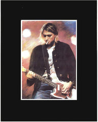 XQArtStudio Kurt Cobain Playing Guitar Smoking cigarette Portrait Art Print Picture Photograph Poster Gift Wall Decor Display Size with Matted 11x14