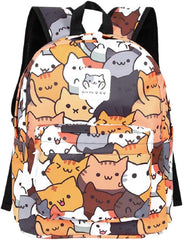 GK-O Kawaii Cat Canvas Backpack Cute Animal Travel Daypack Casual Bag | Kawaii cat canvas backpack cute animal print travel daypack casual daily bag lightweight adjustable straps women gift